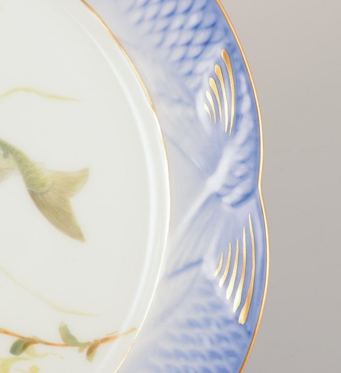 Royal Copenhagen Fauna Danica fish plate. Hand-painted fish motif with gold decoration. - 6