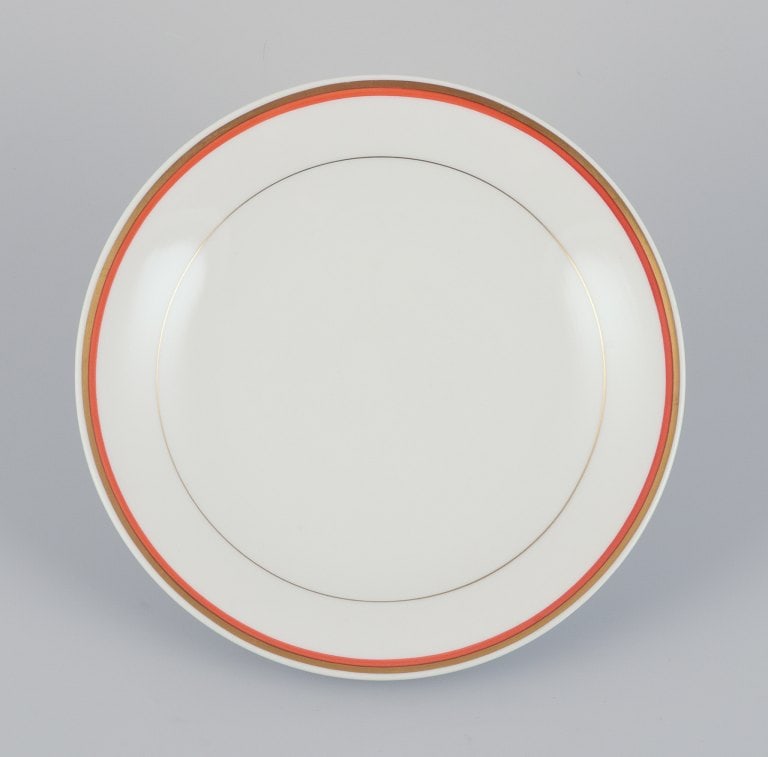 Meissen, Germany. A set of six plates. Orange and gold-decorated rim. - 3