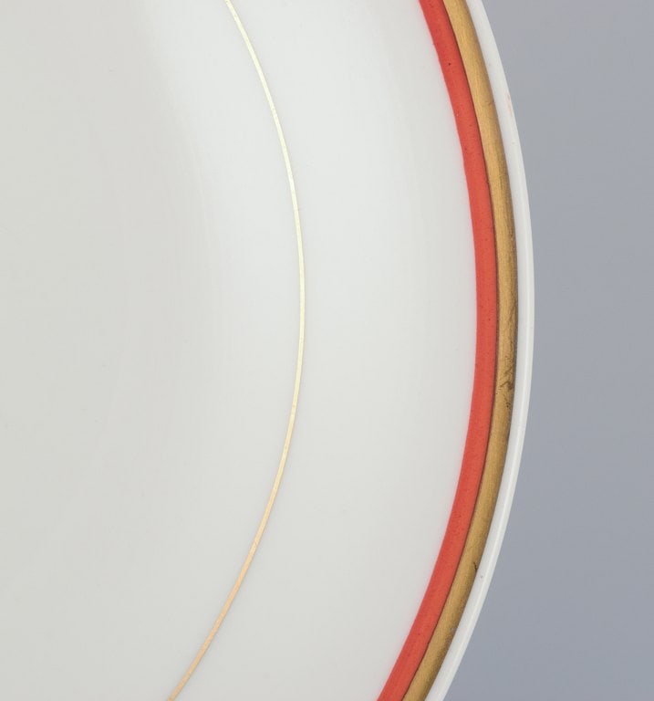 Meissen, Germany. A set of six plates. Orange and gold-decorated rim. - 4