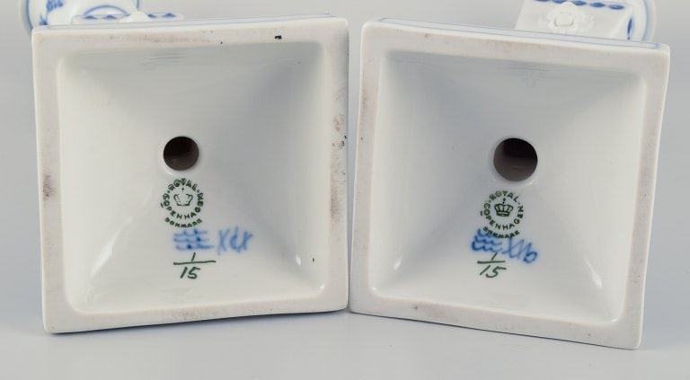 Royal Copenhagen, a pair of Blue Fluted candlesticks. - 10