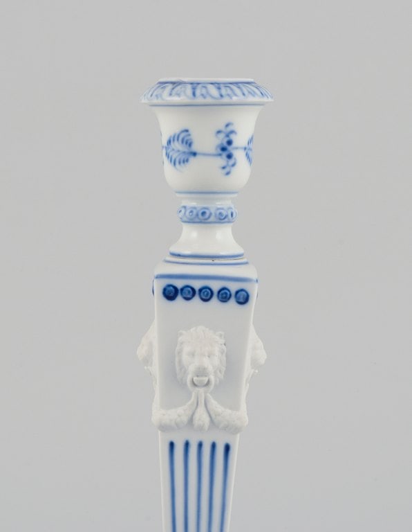 Royal Copenhagen, a pair of Blue Fluted candlesticks. - 3