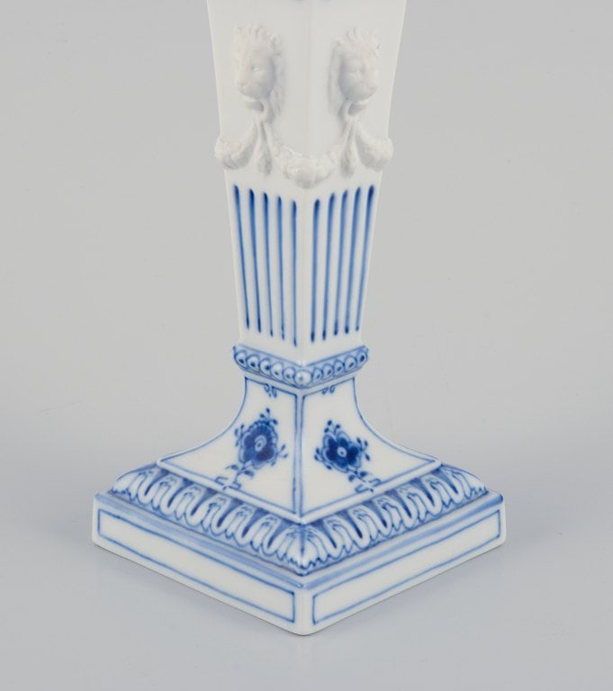Royal Copenhagen, a pair of Blue Fluted candlesticks. - 4