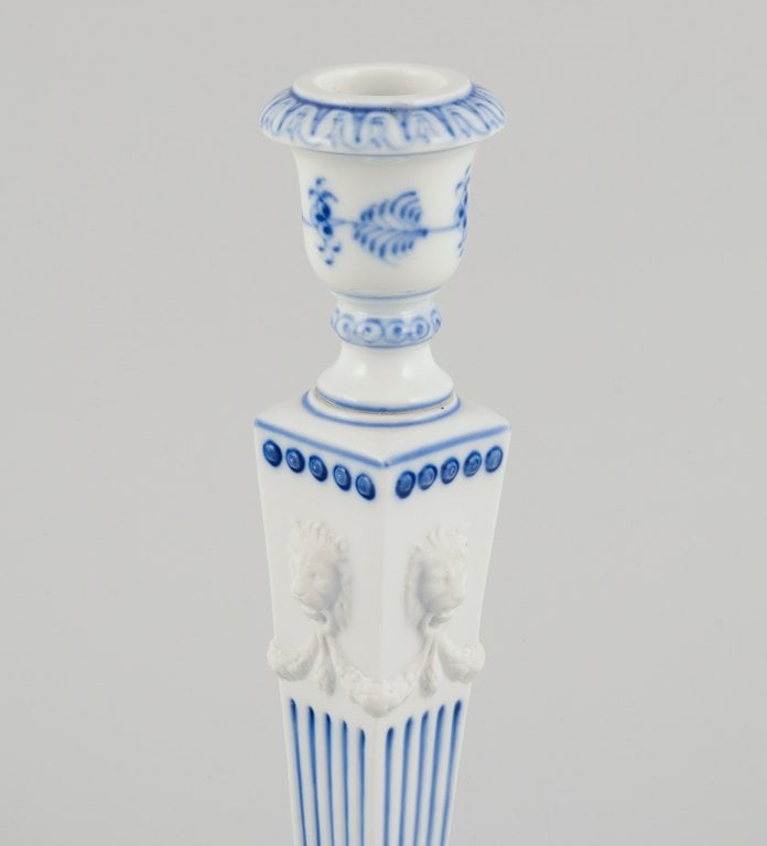 Royal Copenhagen, a pair of Blue Fluted candlesticks. - 5