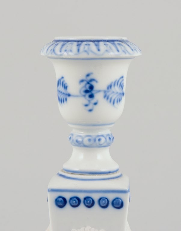 Royal Copenhagen, a pair of Blue Fluted candlesticks. - 6