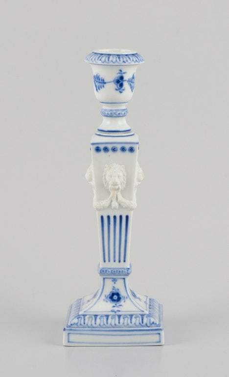 Royal Copenhagen, a pair of Blue Fluted candlesticks. - 7