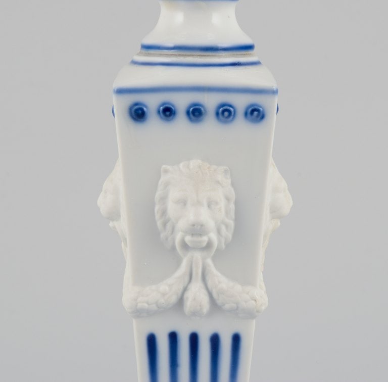 Royal Copenhagen, a pair of Blue Fluted candlesticks. - 8