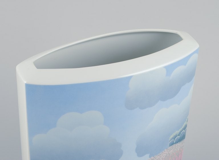 Ivan Rabuzin for Rosenthal, Germany. Studio-Linie. Large porcelain vase. Naive motif of houses in a - 7