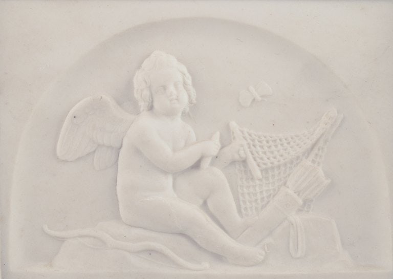 Bertel Thorvaldsen for Bing & Grøndahl. Amor makes a net. Biscuit relief. - 3