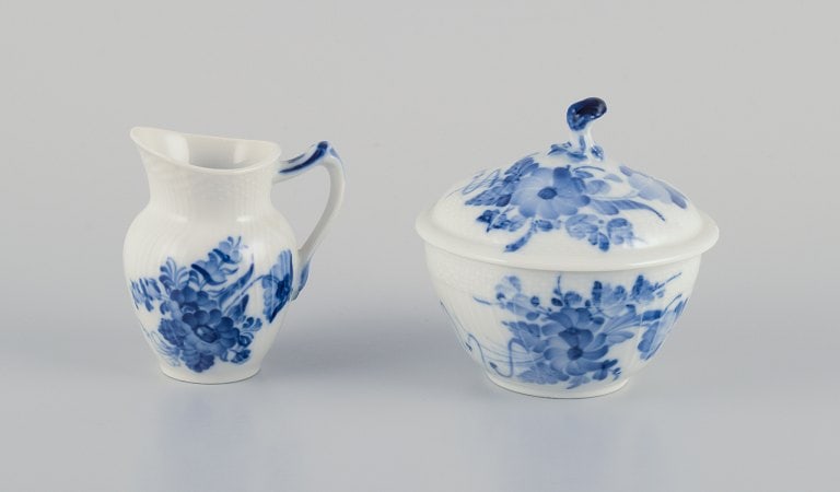 Royal Copenhagen Blue Flower Curved. Creamer and sugar bowl. - 2