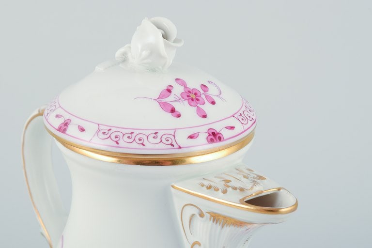 Meissen, Germany, Pink Indian. Porcelain mocha (demitasse) pot. Hand-painted. - 6