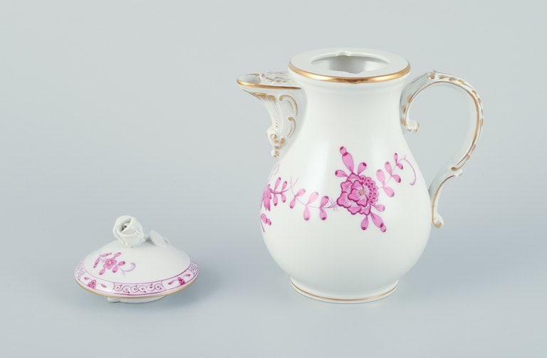 Meissen, Germany, Pink Indian. Porcelain mocha (demitasse) pot. Hand-painted. - 7