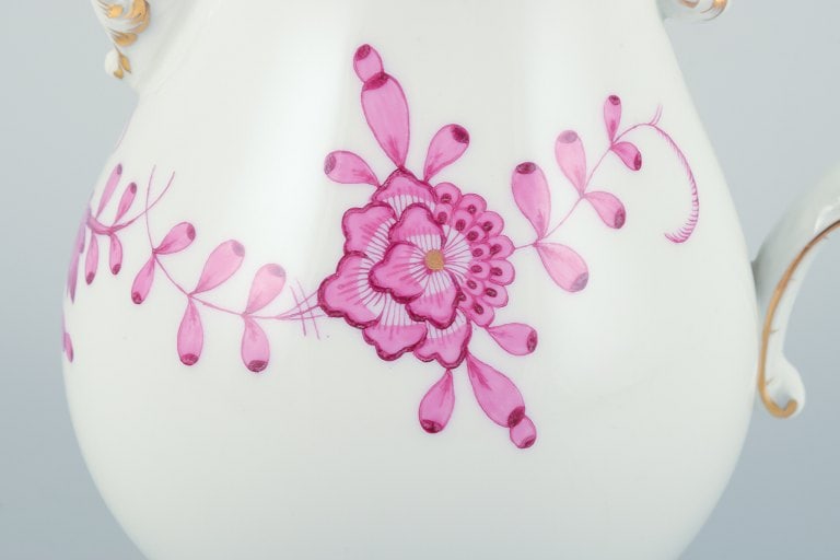 Meissen, Germany, Pink Indian. Porcelain mocha (demitasse) pot. Hand-painted. - 9