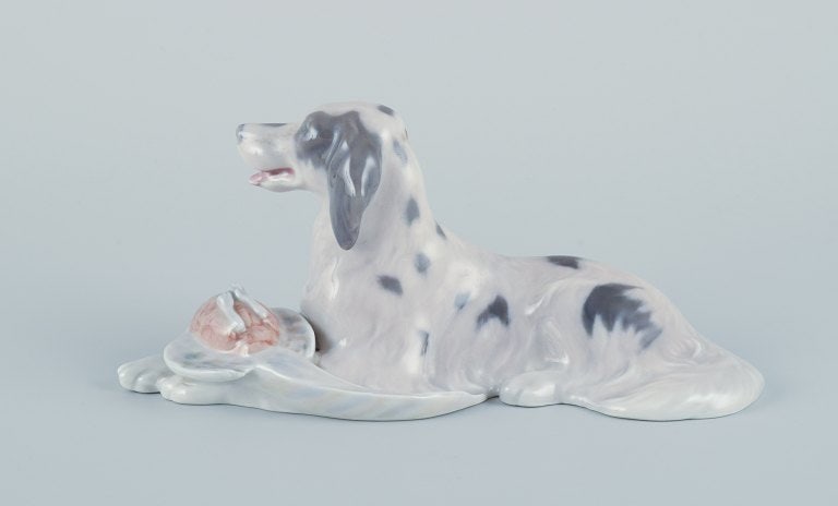 Royal Copenhagen, porcelain figurine of a setter with pheasant. - 3