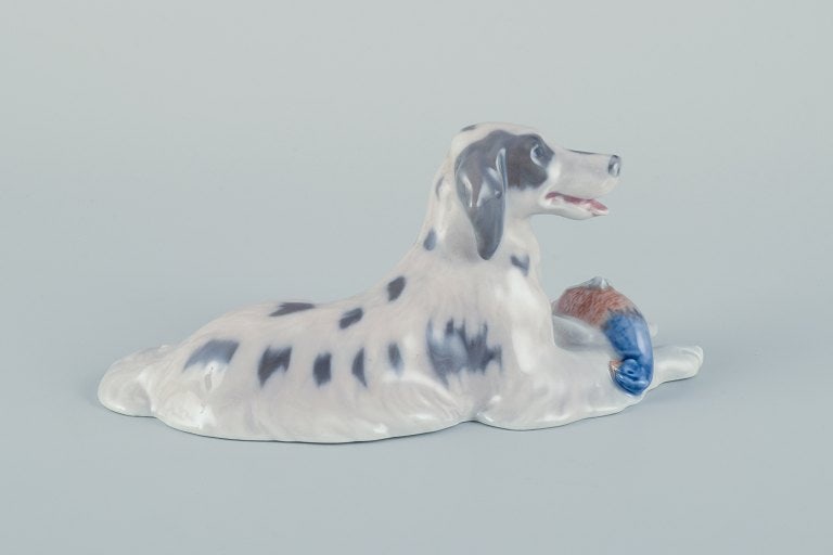 Royal Copenhagen, porcelain figurine of a setter with pheasant. - 5