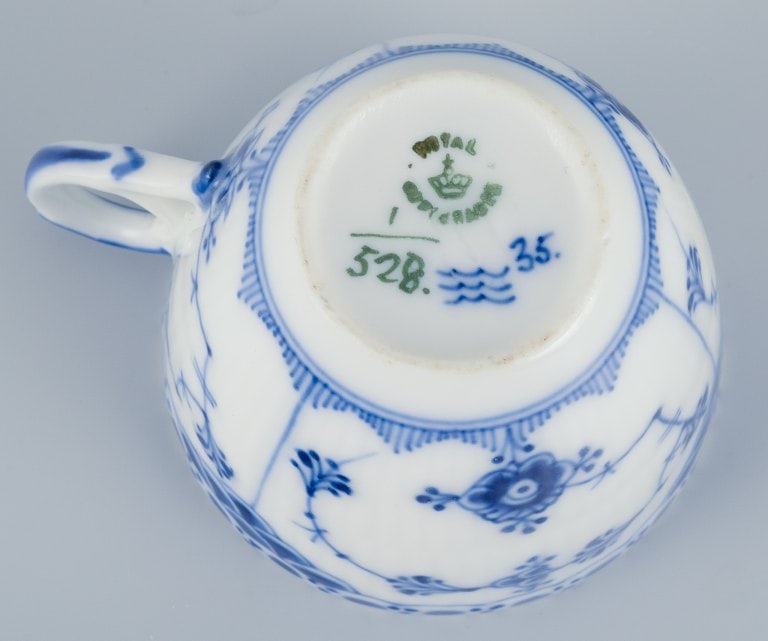 Royal Copenhagen Blue Fluted Half Lace. A set of six coffee cups with saucers. - 7
