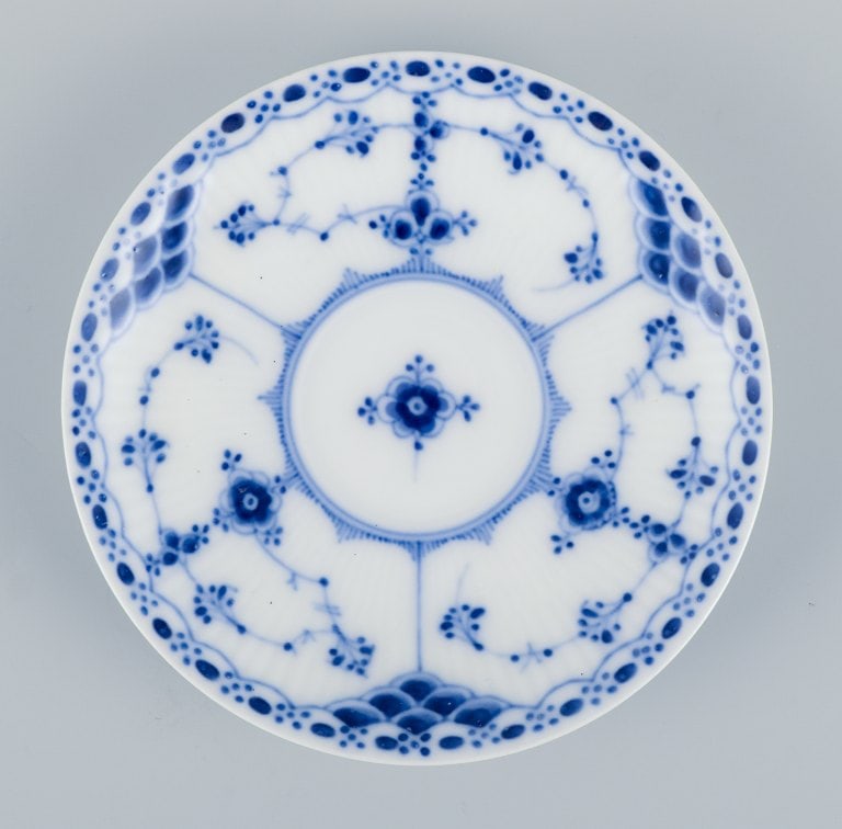 Royal Copenhagen Blue Fluted Half Lace. A set of four coffee cups with saucers. - 8