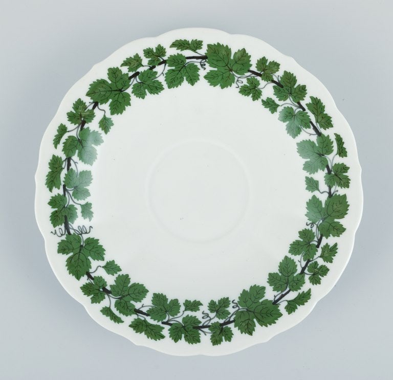 Meissen, Germany, Green Ivy Vine, a set of four large coffee cups and saucers. - 7