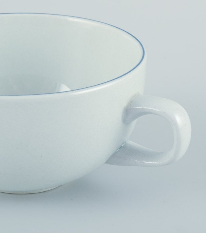 Four Aluminia/Royal Copenhagen blue line coffee cups and saucers. Designed by Grethe Meyer. - 6
