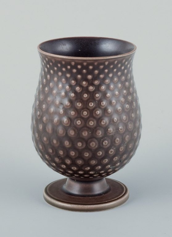 Aluminia faience vase. Modernist design. Glaze in shades of brown. - 2