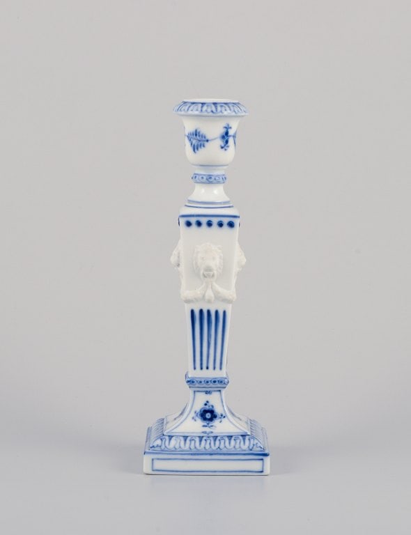 Royal Copenhagen, a pair of Blue Fluted candlesticks. - 3