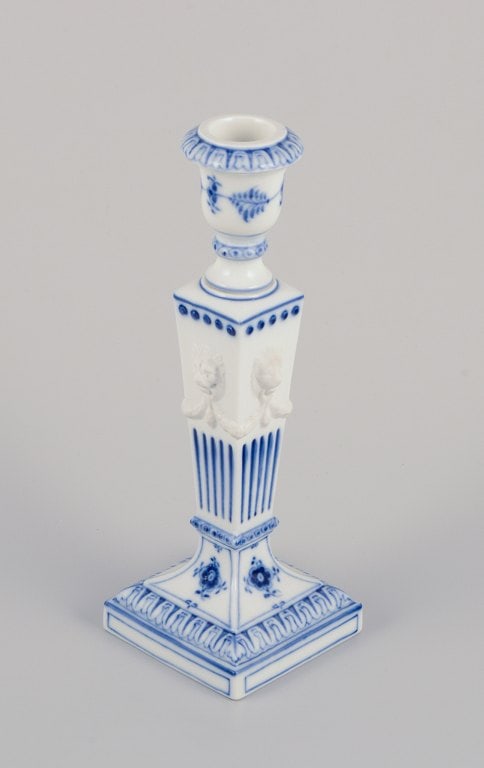 Royal Copenhagen, a pair of Blue Fluted candlesticks. - 7