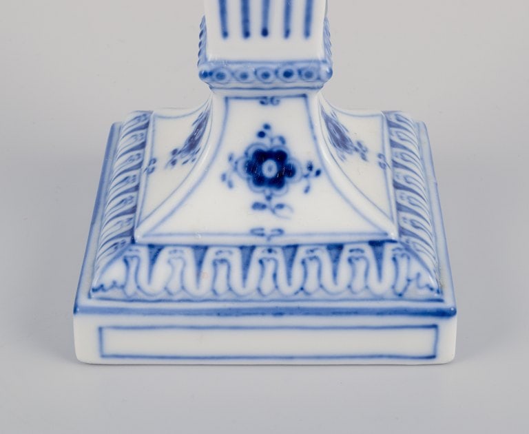 Royal Copenhagen, a pair of Blue Fluted candlesticks. - 8