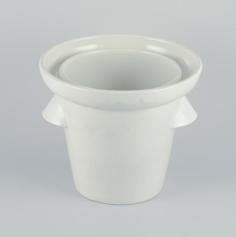 Gustavsberg, large "Granit" champagne cooler in white porcelain. For magnum bottle. - 2
