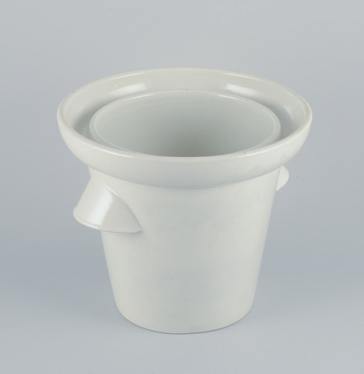 Gustavsberg, large "Granit" champagne cooler in white porcelain. For magnum bottle. - 4