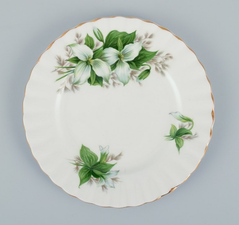 Royal Albert, England. A set of six "Trillium" coffee cups with saucers and cake plates. Decorated - 3