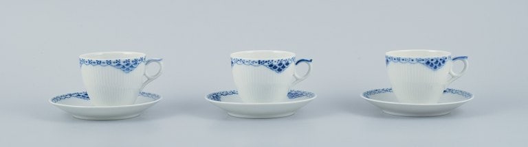 Royal Copenhagen, Princess, a set of three coffee cups with saucers. - 2