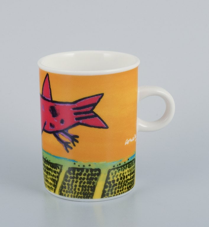 Corneille (Guillaume Cornelis van Beverloo), Dutch CoBrA artist (1922-2010). Coffee cup, plate, and - 3