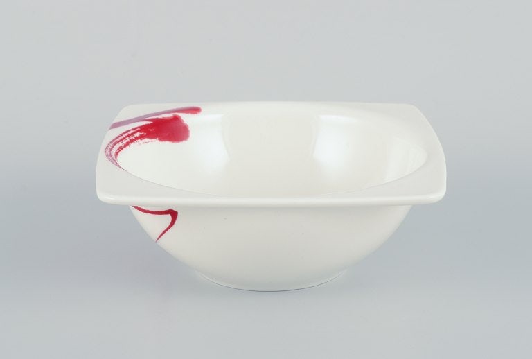 Royal Fine China, a set of six "Paint It Red" porcelain bowls. - 3