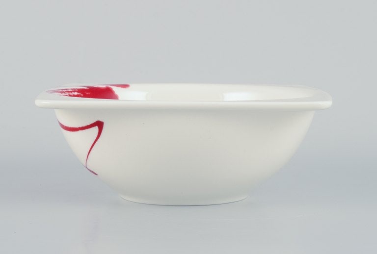 Royal Fine China, a set of six "Paint It Red" porcelain bowls. - 4
