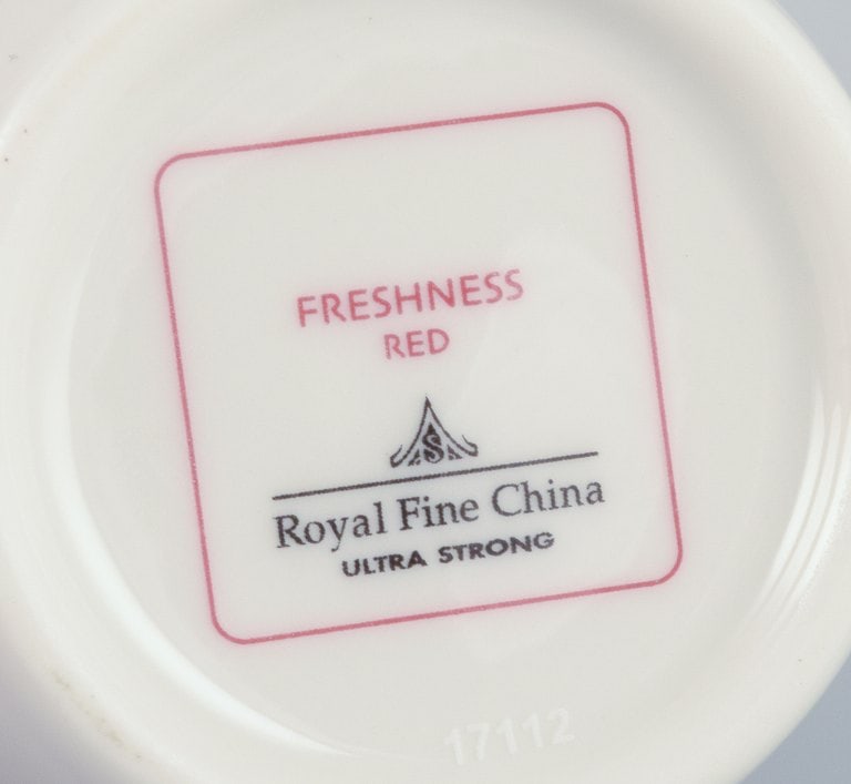 Royal Fine China, a set of five pairs of "Freshness Red" coffee cups. - 7