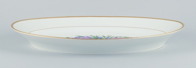 Bing & Grøndahl, large oval serving platter hand-painted with polychrome flower motifs and gold - 3