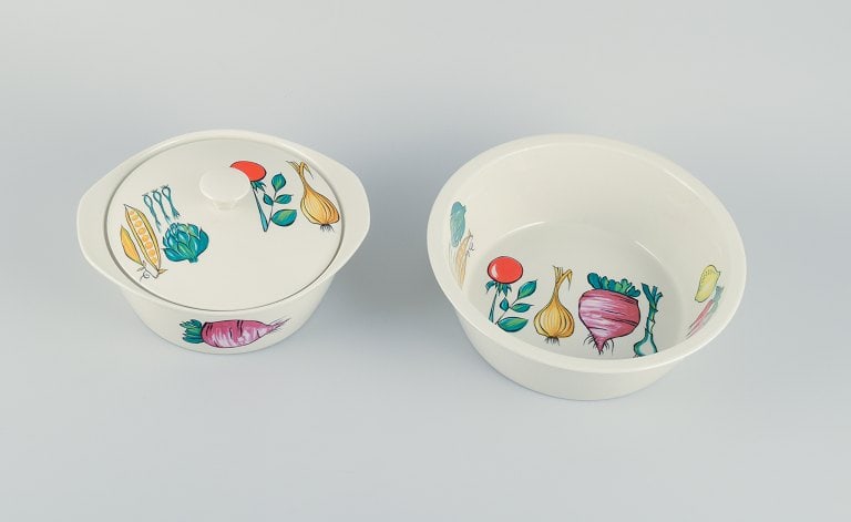 Villeroy & Boch, Luxembourg, two pieces of "Primabella" stoneware, including a lidded bowl and a - 2