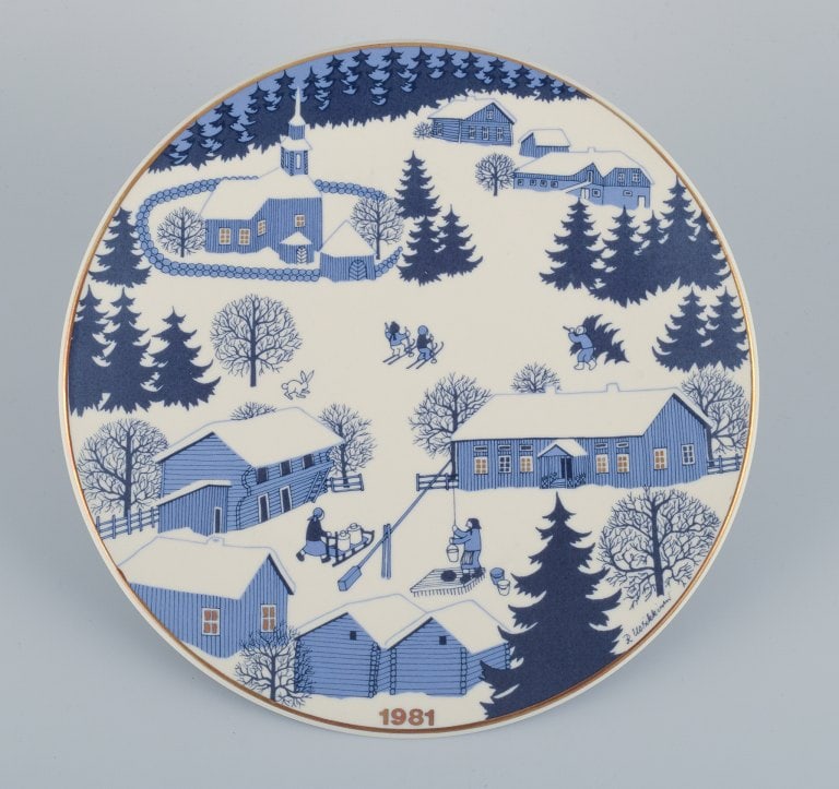 Raija Uosikkinen for Arabia, Finland, a set of six porcelain Christmas plates. Finnish Christmas - 6
