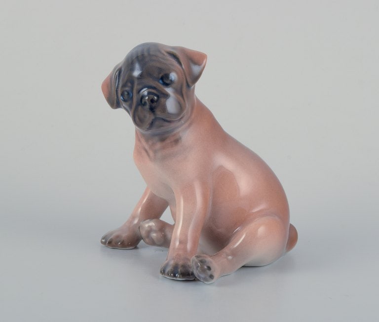 Royal Copenhagen, porcelain figurine of a boxer puppy. - 2
