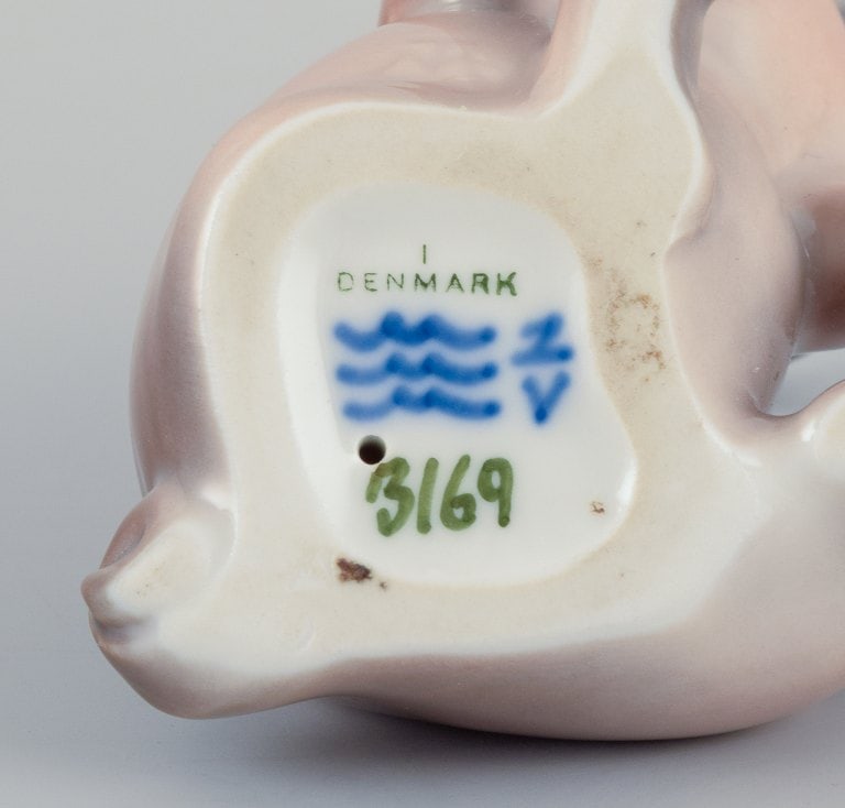 Royal Copenhagen, porcelain figurine of a boxer puppy. - 5