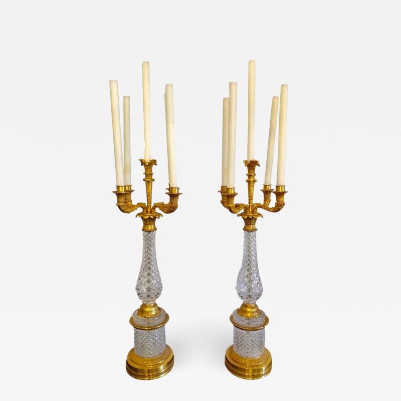 Pair of Baguès Style Cut Crystal and Gilt Brass Table Candelabras or Lamps (1 of 13)