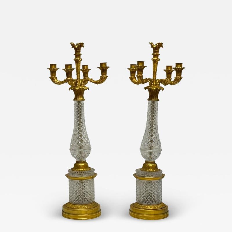 Hollywood Regency, Cut Crystal, Gilt Brass, Candelabras, France, 1930s (1 of 12)