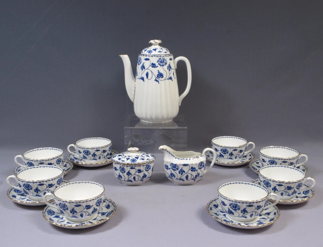 Copeland Spode Colonel Blue Coffee Cocoa Tea Set Pot Sugar Creamer Teacup (1 of 12)