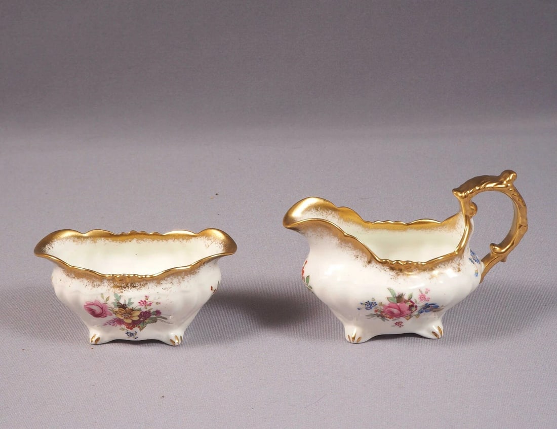 Hammersley LADY PATRICIA Gold Creamer Milk Jug Sugar Bowl Set (1 of 5)