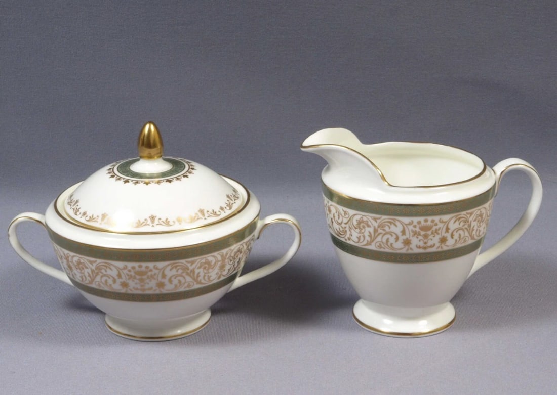 Minton ARAGON Creamer Milk Jug Covered Sugar Bowl SET Bone China England (1 of 4)