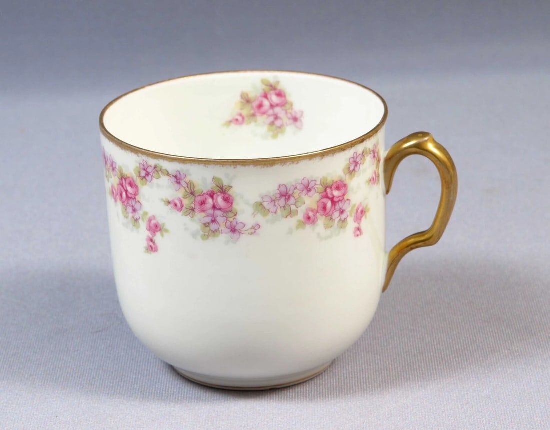 BRIDAL Rose Limoges France Bawo Dotter Elite Coffee Tea Mug LARGE RARE: This is a gorgeous large Coffee/Tea Mug. The mug was made in Limoges, France by Elite Works Bawo and Dotter. It is unmarked. The pattern is Bridal Wreath, sometimes called Bridal Rose. Pieces of this 
