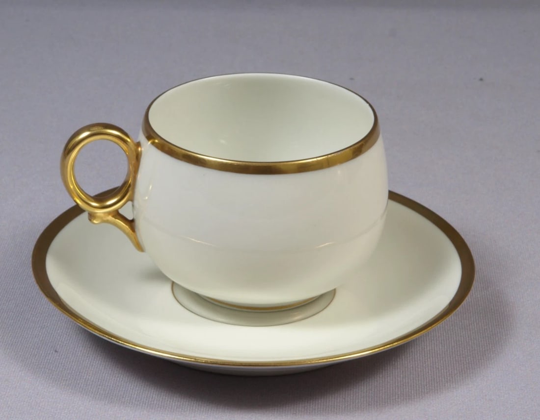 Limoges L. BERNARDAUD B&C Coffee Teacup Saucer set Gold France French (1 of 4)