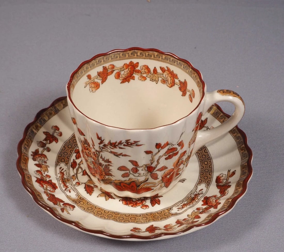 Copeland Spode Indian Tree Rust Orange Coffee Tea Cup Mug Saucer Set England (1 of 5)