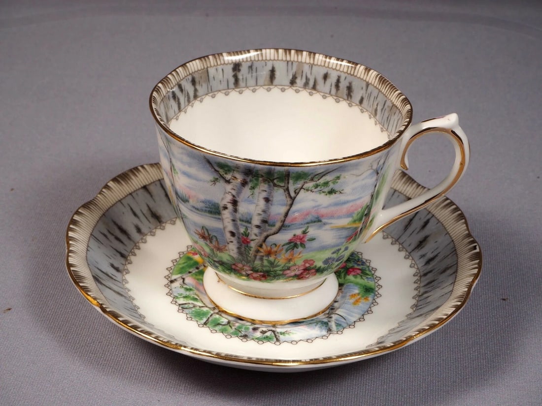 Royal Albert Silver Birch Coffee Tea cup Saucer Bone China England (1 of 4)