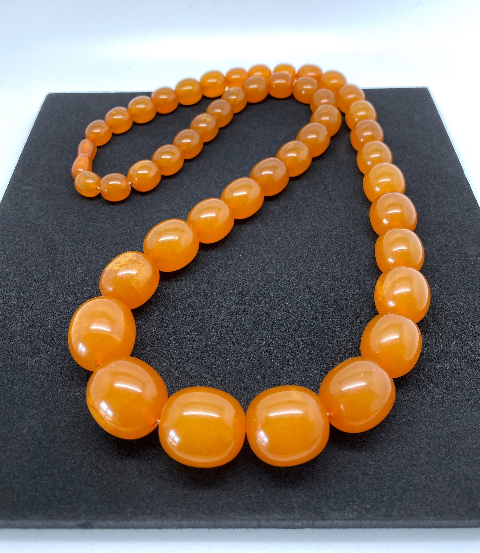 Outstanding Unique Antique Amber Necklace made from Oval shaped Amber beads - 8