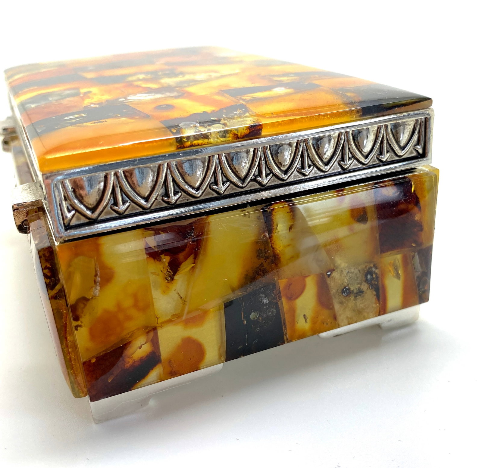 Antique Amber Jewellery box - 6